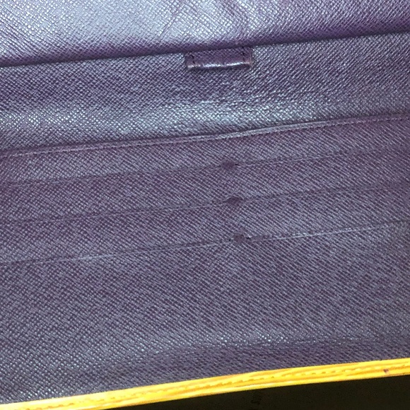 LOUIS VUITTON Sarah Continental Wallet Yellow Epi Leather Purple Interior w/ Box - Picture 10 of 14